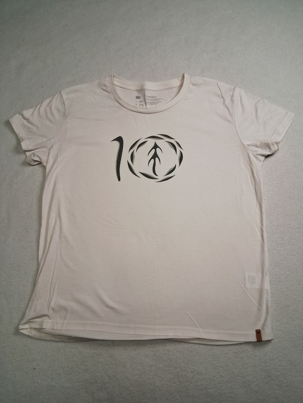 tentree Cream Short Sleeve Tee with Black Circular Logo